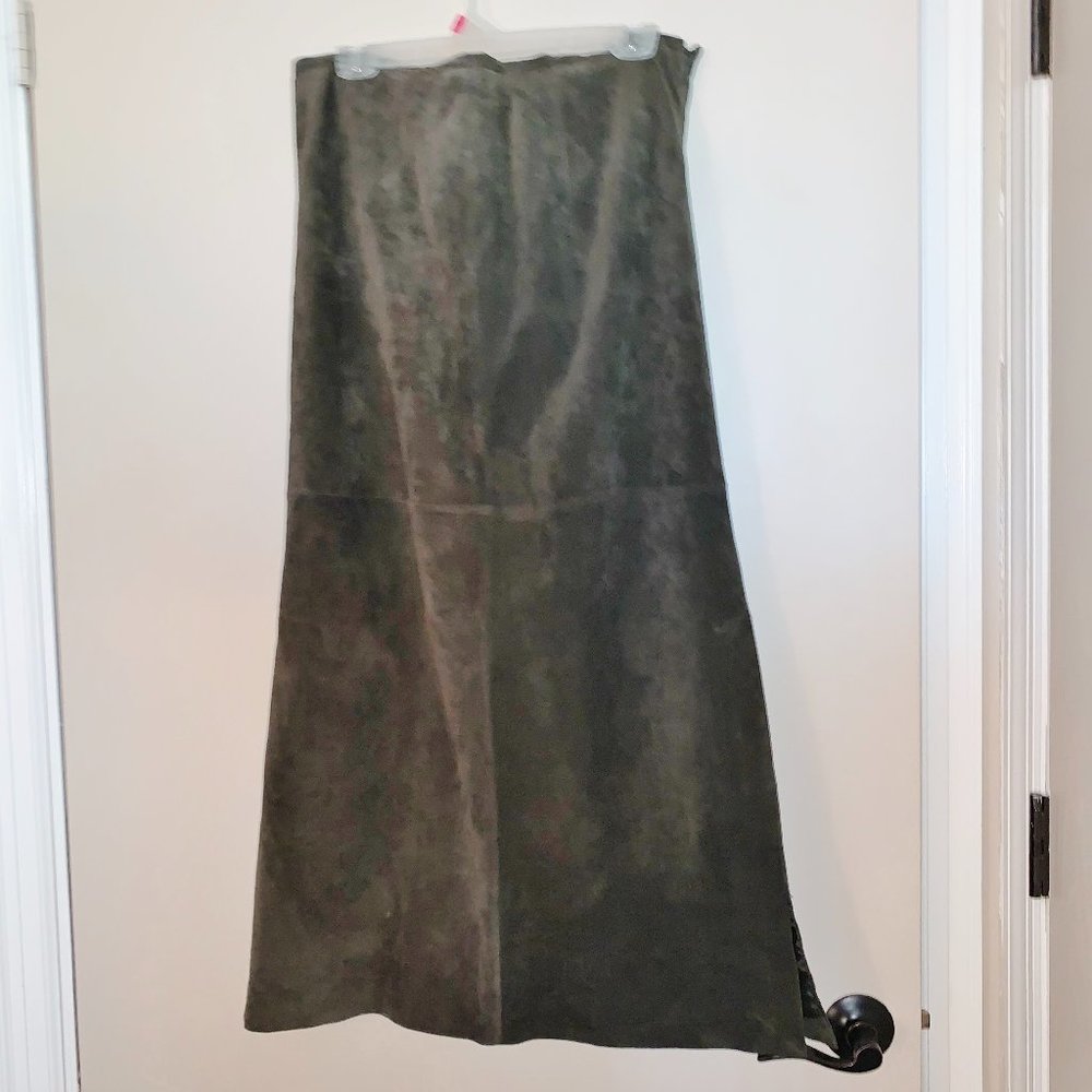 Suede Skirt, Dark Moss Green - St. John's Bay